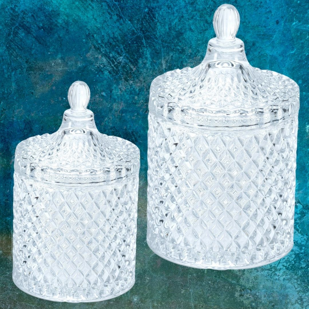 Scented Candles in Beautiful Diamond Pattern Glass Jars